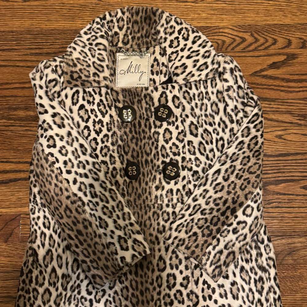 Leopard Print Coat with Button Details